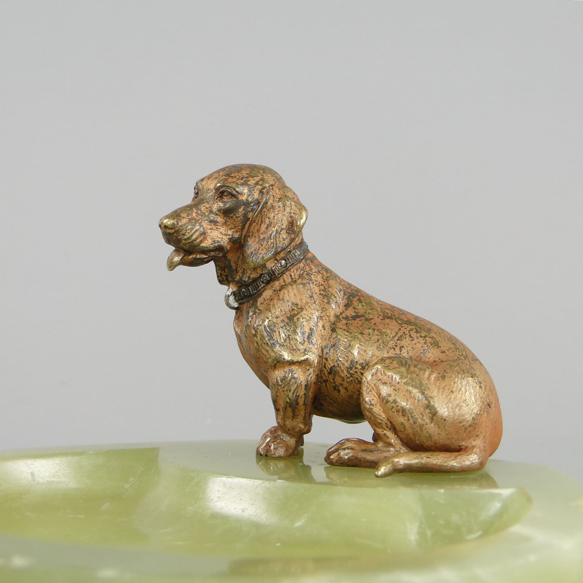 Wizytownik Art Nouveau, onyks zielony, brąz brązowy, Austria, początek XX w. - 175971