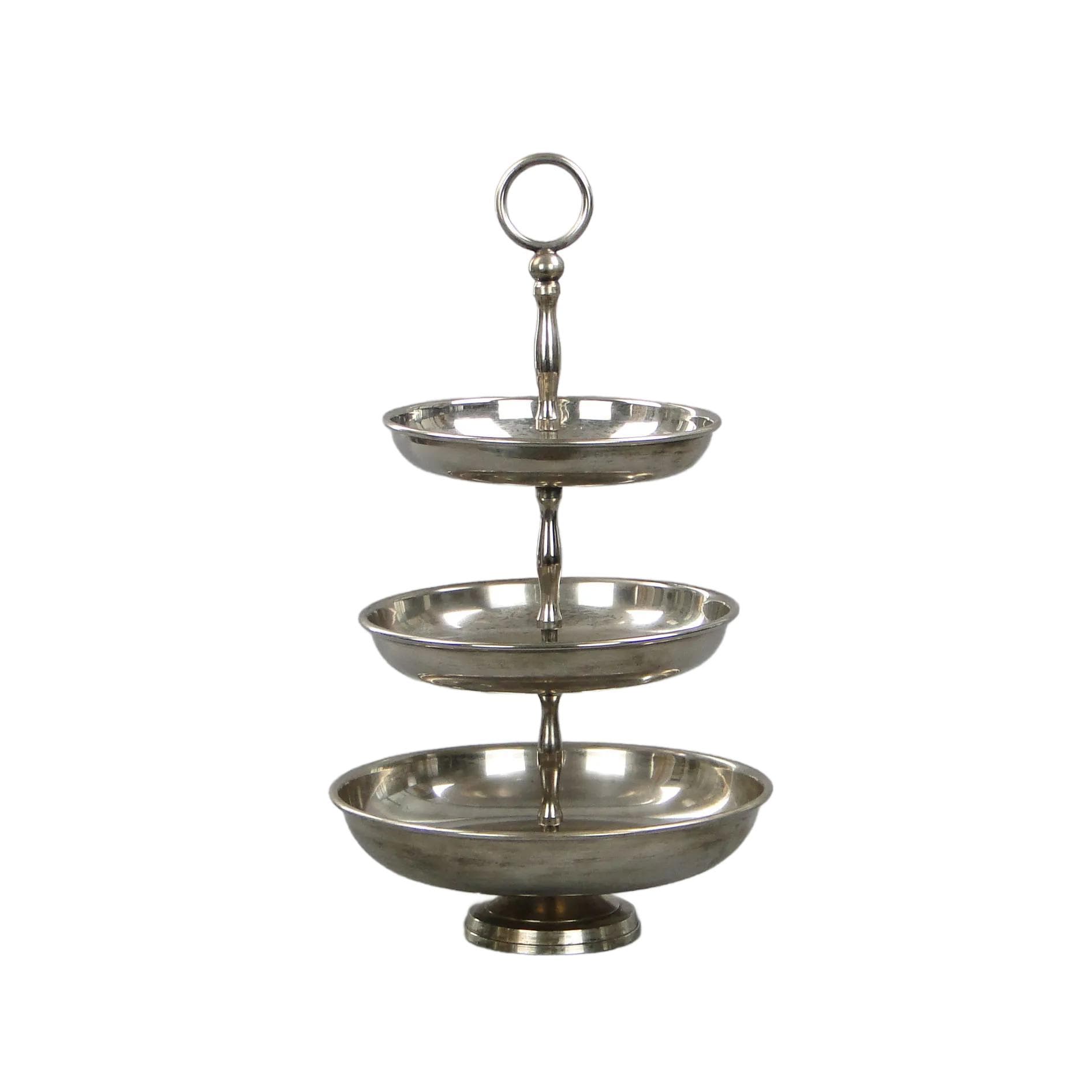 Three-tier centerpiece stand, silver-plated brass, Germany, 1960s.