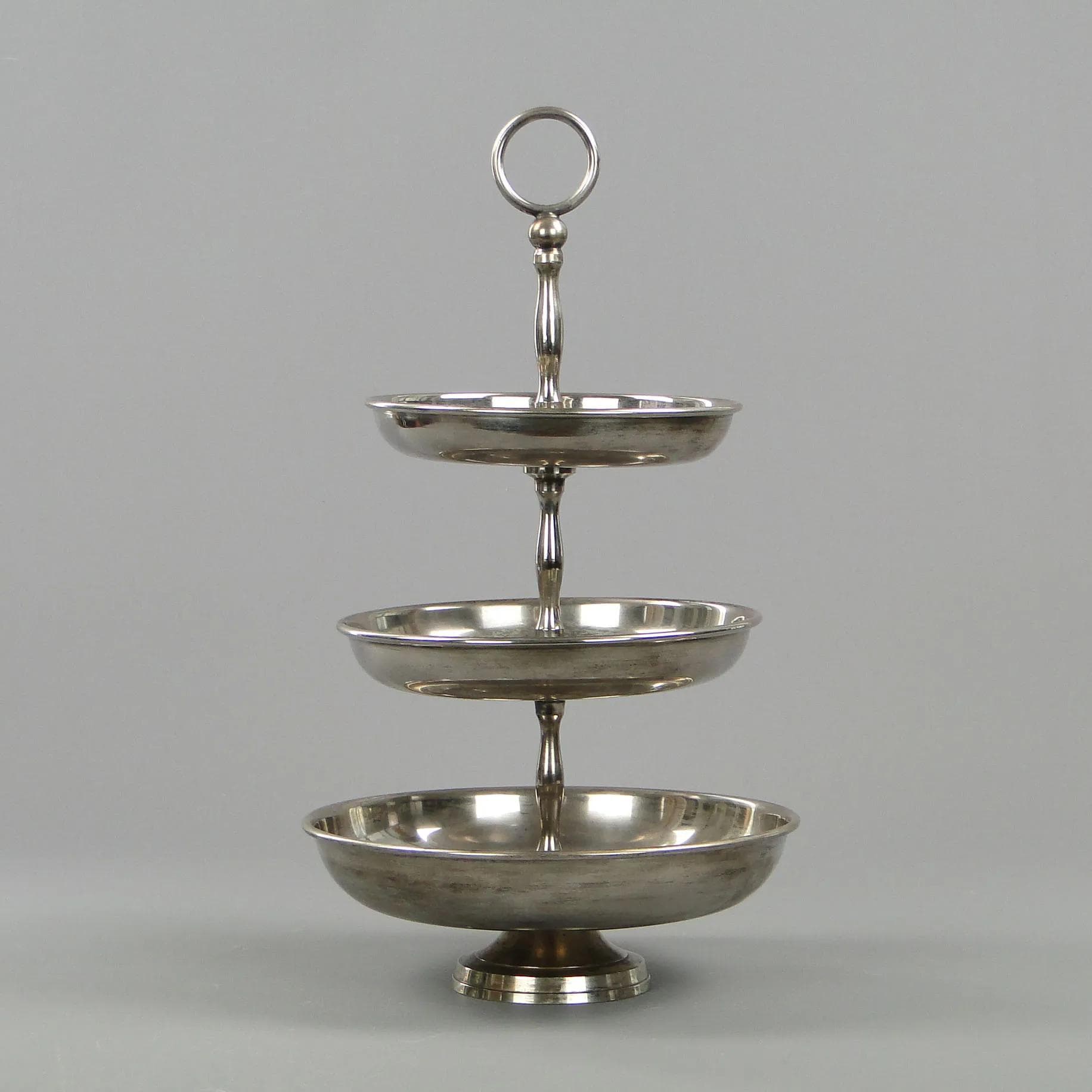 Three-tier centerpiece stand, silver-plated brass, Germany, 1960s. - 12009