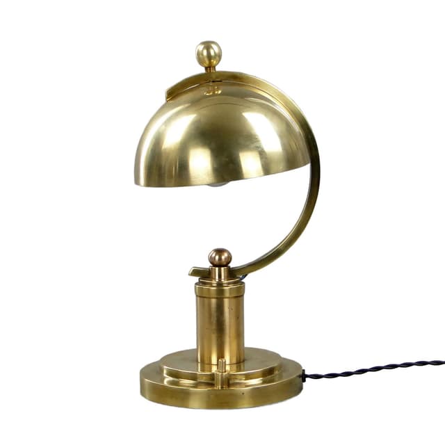 Lampa gabinetowa Art Deco, mosiądz złoty, lata 30. - WYMIARY