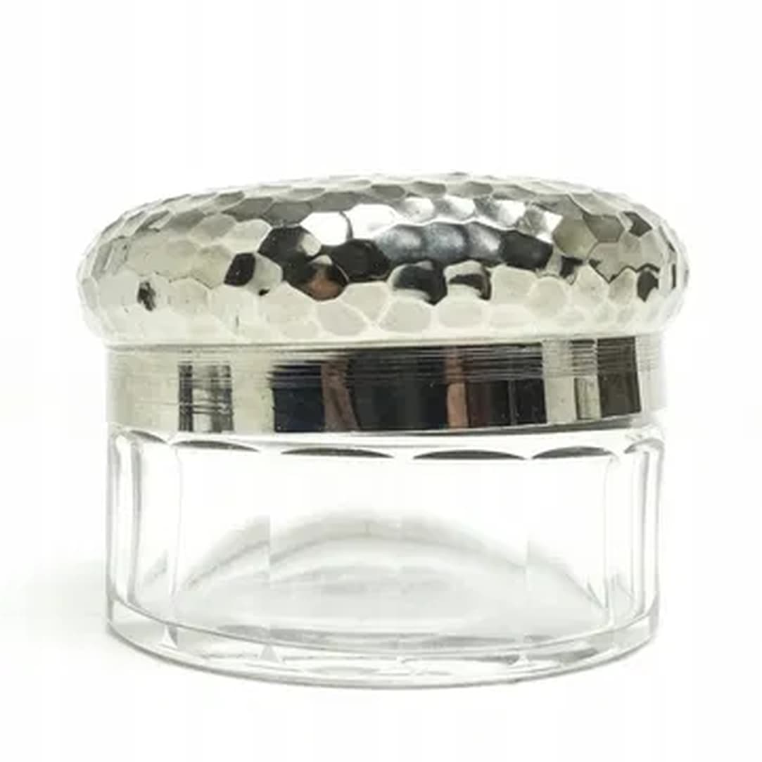 Pudernica Art Deco, kryształ, mosiądz niklowany, Szwecja, lata 30. - 176133