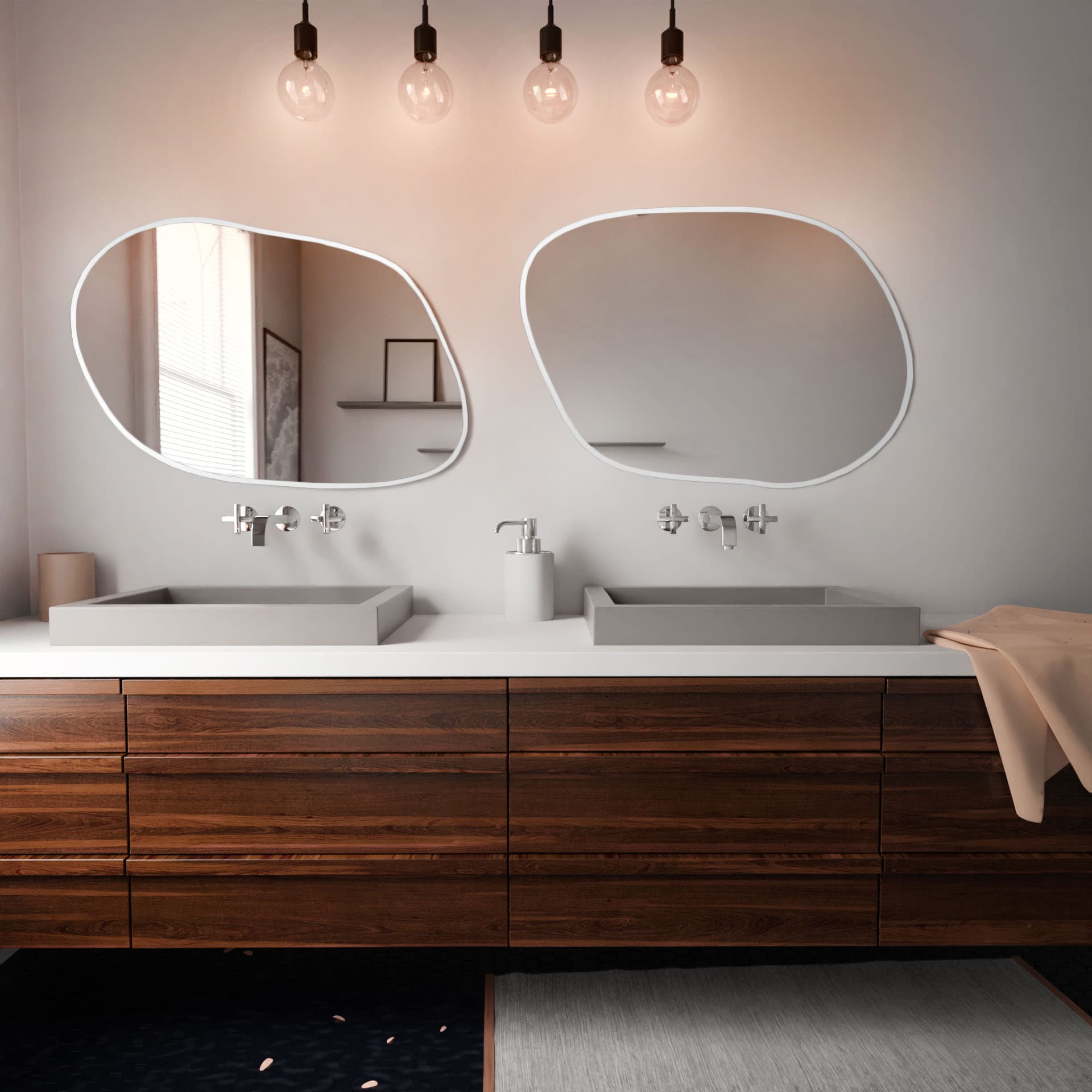 Irregular mirror Contorno IV 70x50 cm, white, Baltica - 176314