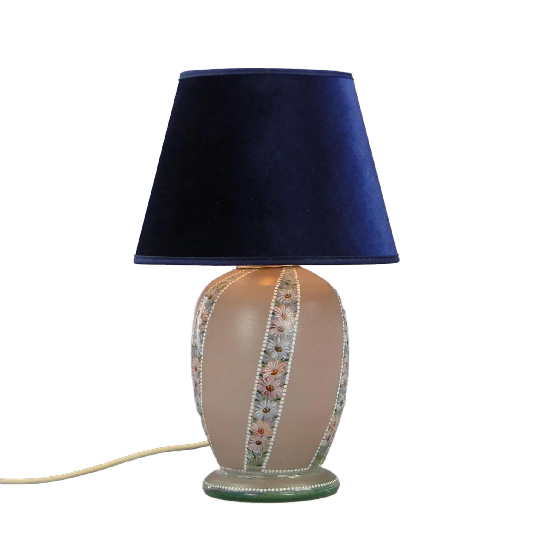 Lampa stołowa secesyjna, szkło beżowy, Polska, lata 30.