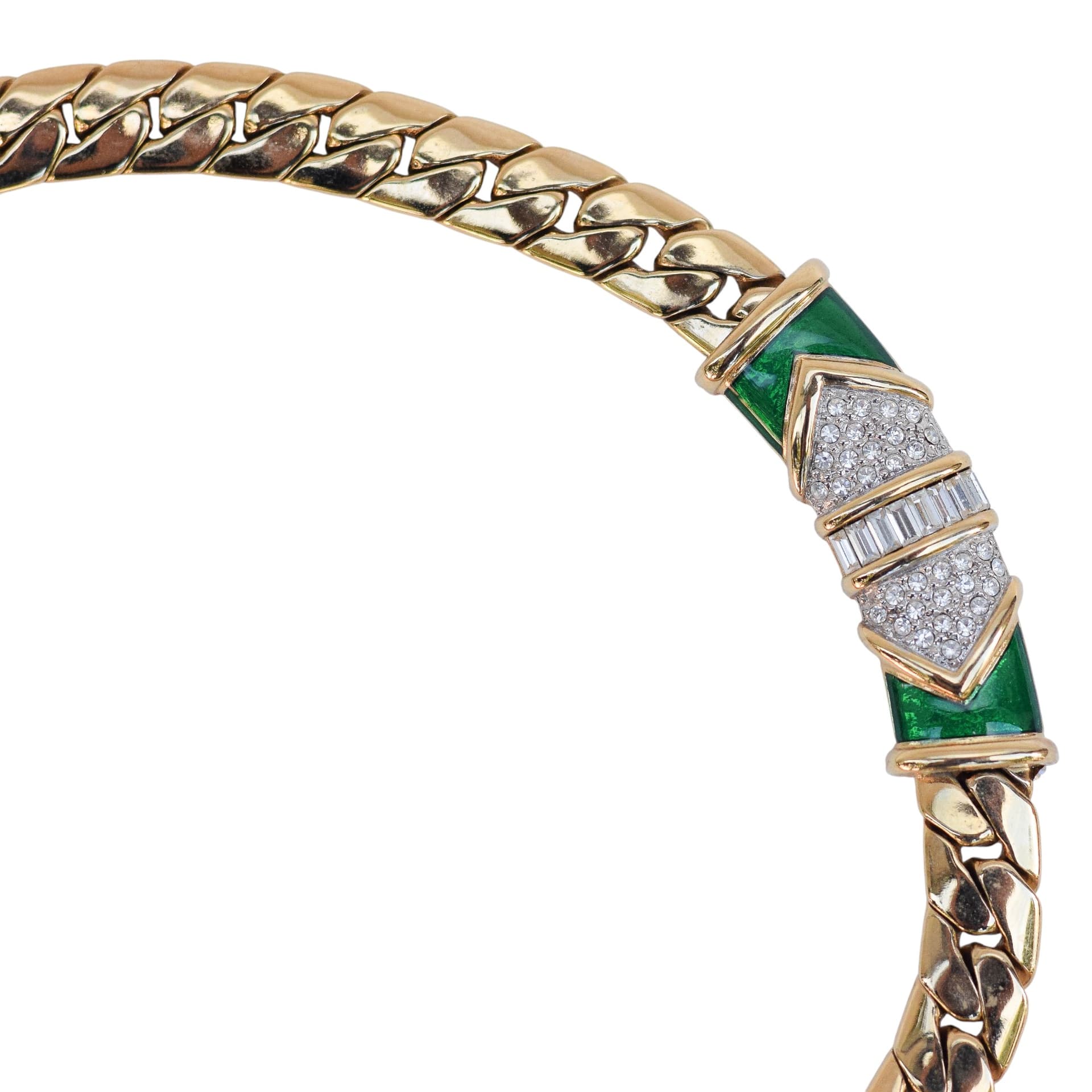 Naszyjnik vintage z emalią i kryształkami - 176197