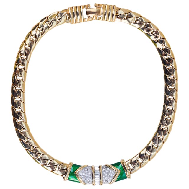 Naszyjnik vintage z emalią i kryształkami - WYMIARY