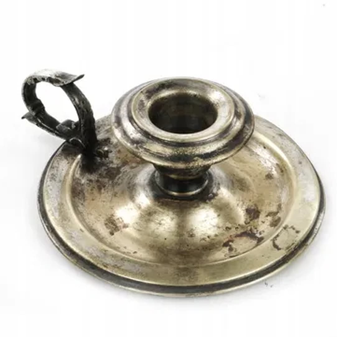 Kaganek eklektyczny, mosiądz srebrzony, Polska, początek XX w. - 176396