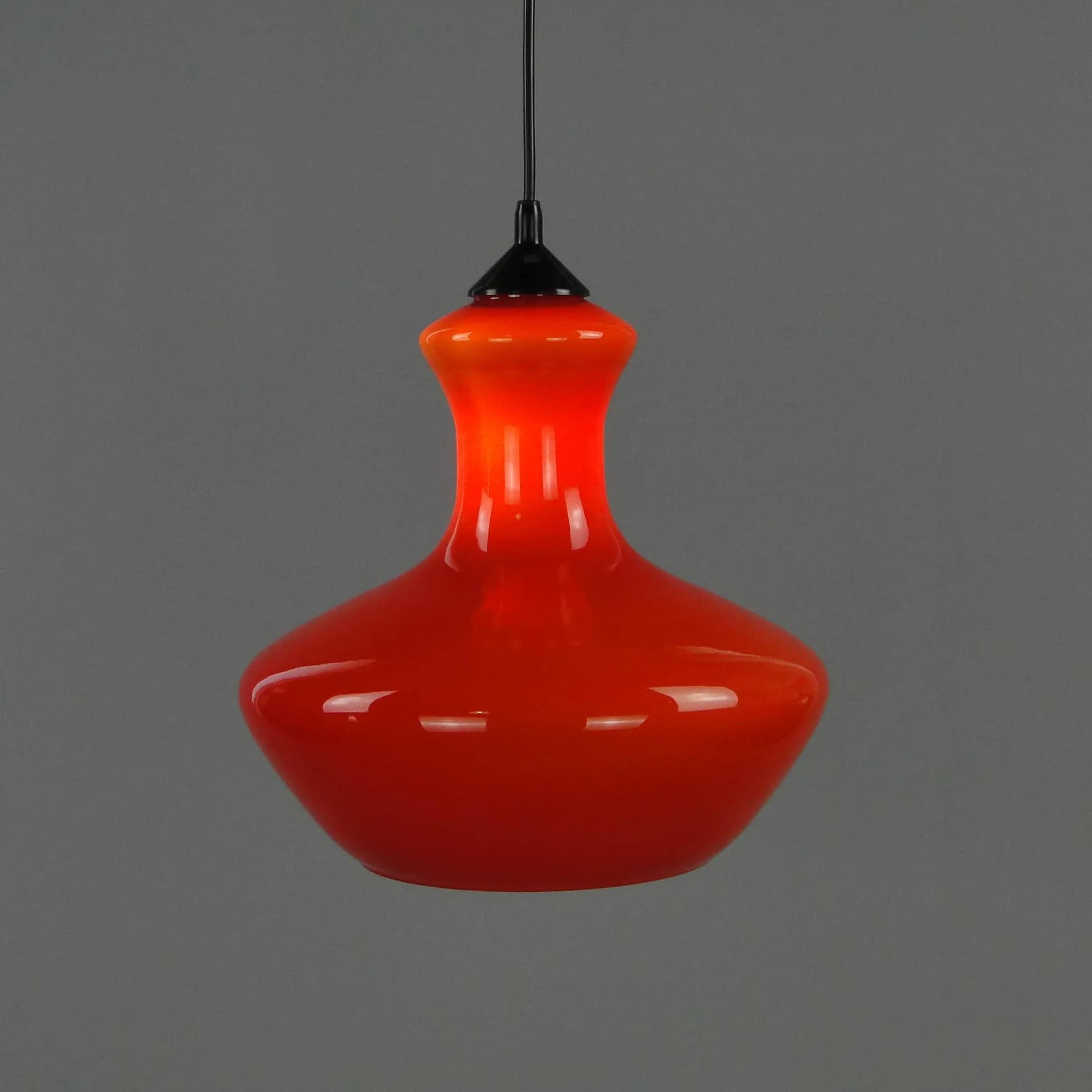 Pendant lamp Pop Art, orange glass, Poland, 1960s - 12068