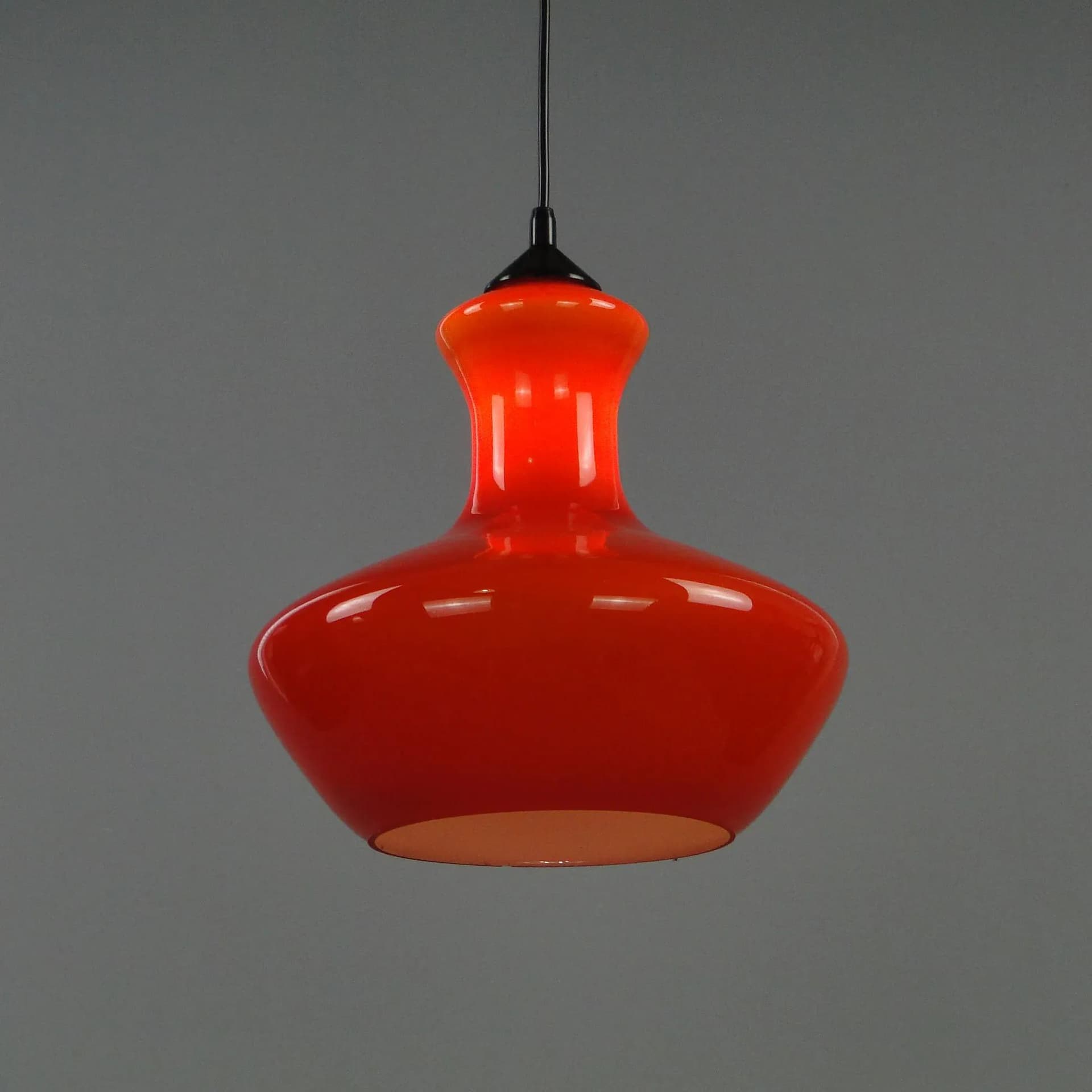 Pendant lamp Pop Art, orange glass, Poland, 1960s - 12069