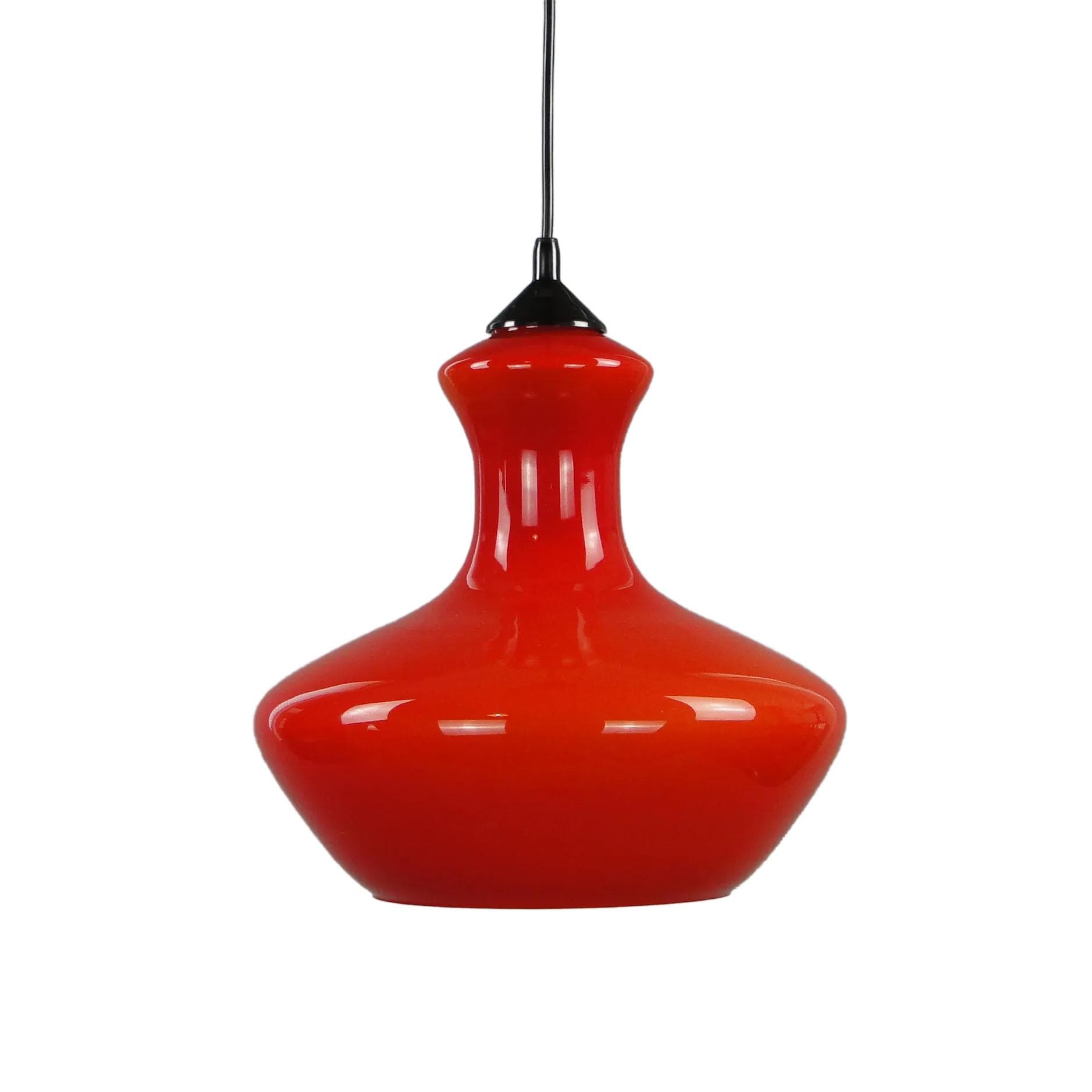 Pendant lamp Pop Art, orange glass, Poland, 1960s