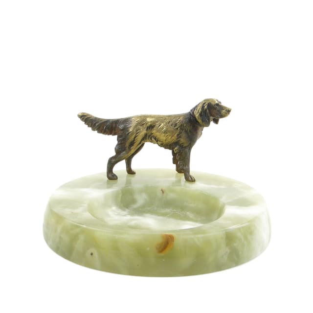 Wizytownik, Art Nouveau, onyks turkusowy, brąz, Austria, początek XX w. - WYMIARY