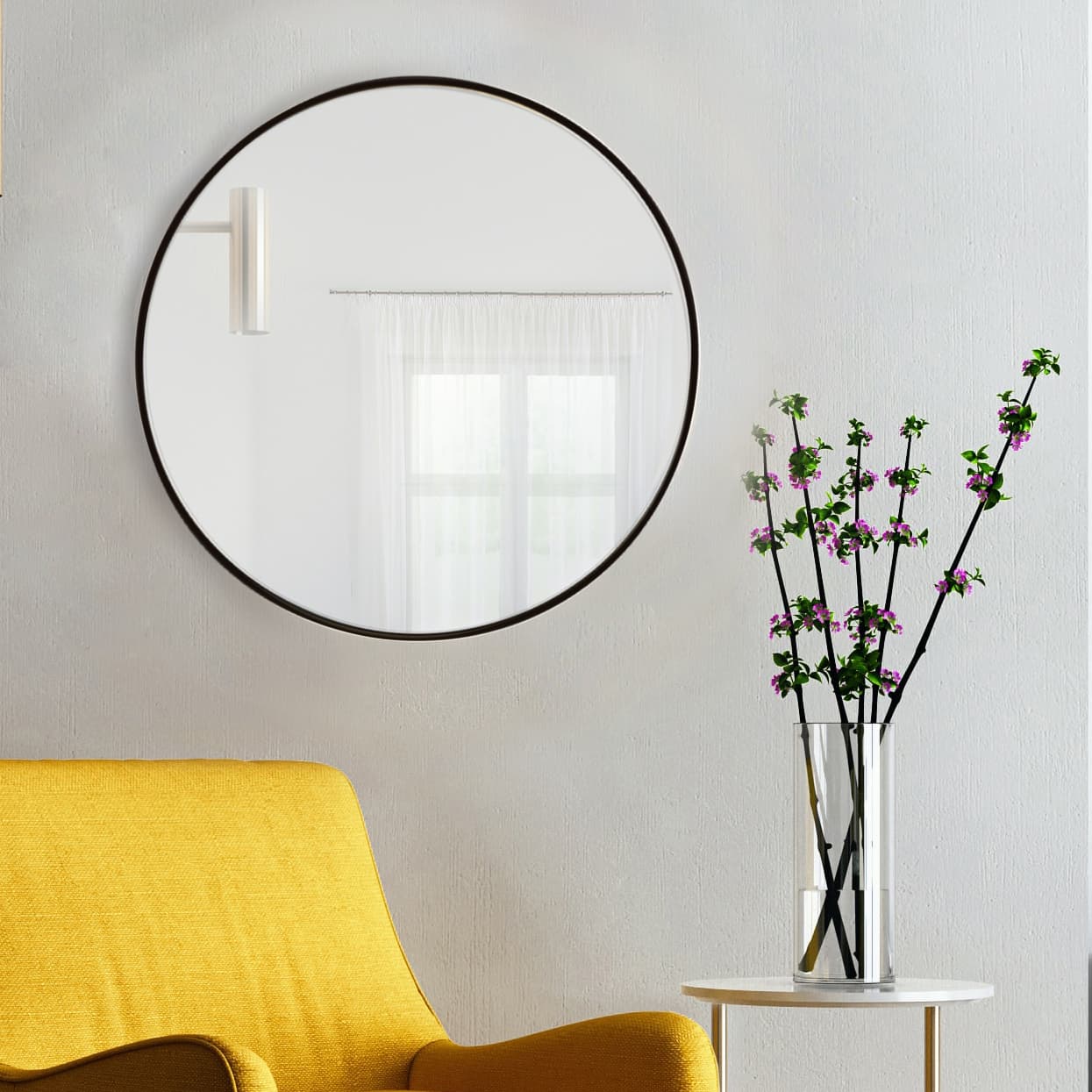 Round mirror Tiny Border Round 100 cm, black, Baltica - 176649