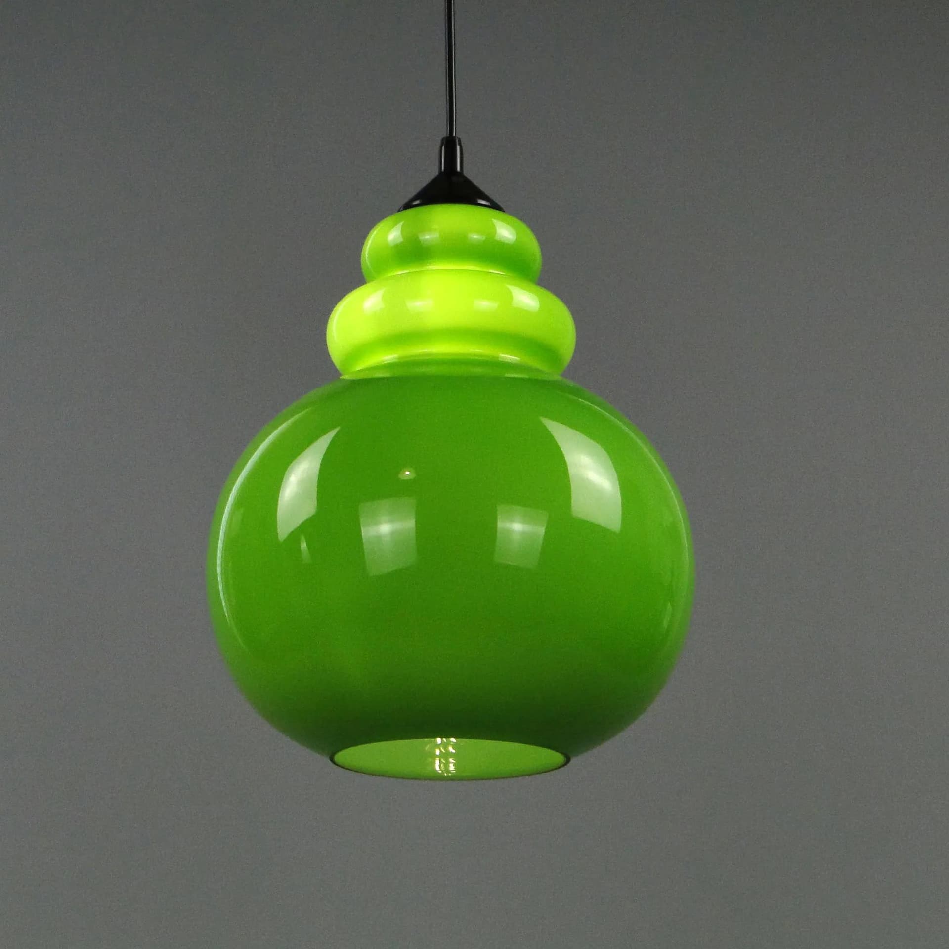 Lampa wisząca Pop Art, szkło zielony, Wieliczka, Polska, lata 60. - 12062