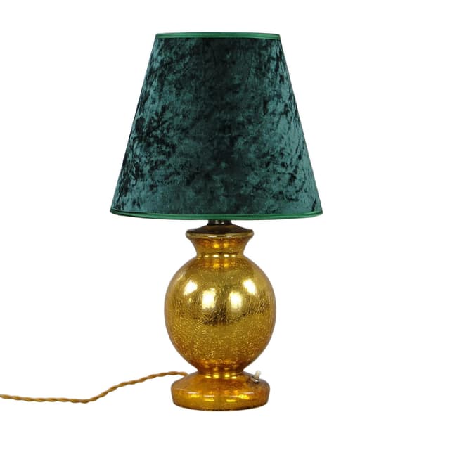 Lampa stołowa Art Deco, kryształ topazowy, Polska, lata 30. - WYMIARY