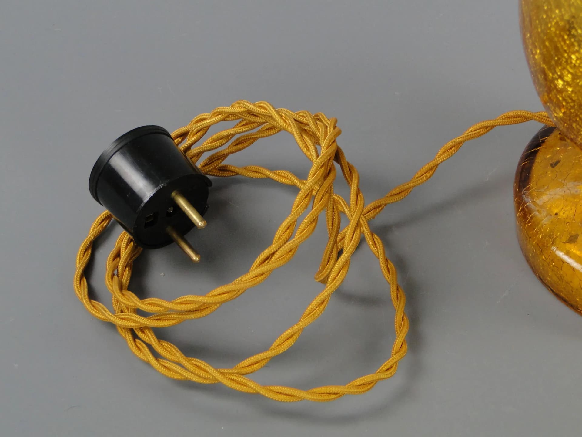 Lampa stołowa Art Deco, kryształ topazowy, Polska, lata 30. - 12035