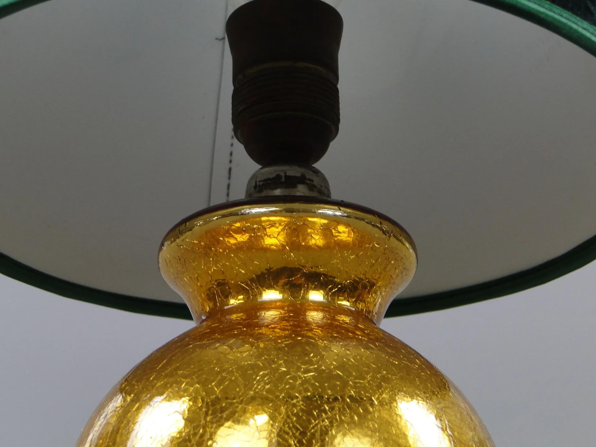 Lampa stołowa Art Deco, kryształ topazowy, Polska, lata 30. - 12038