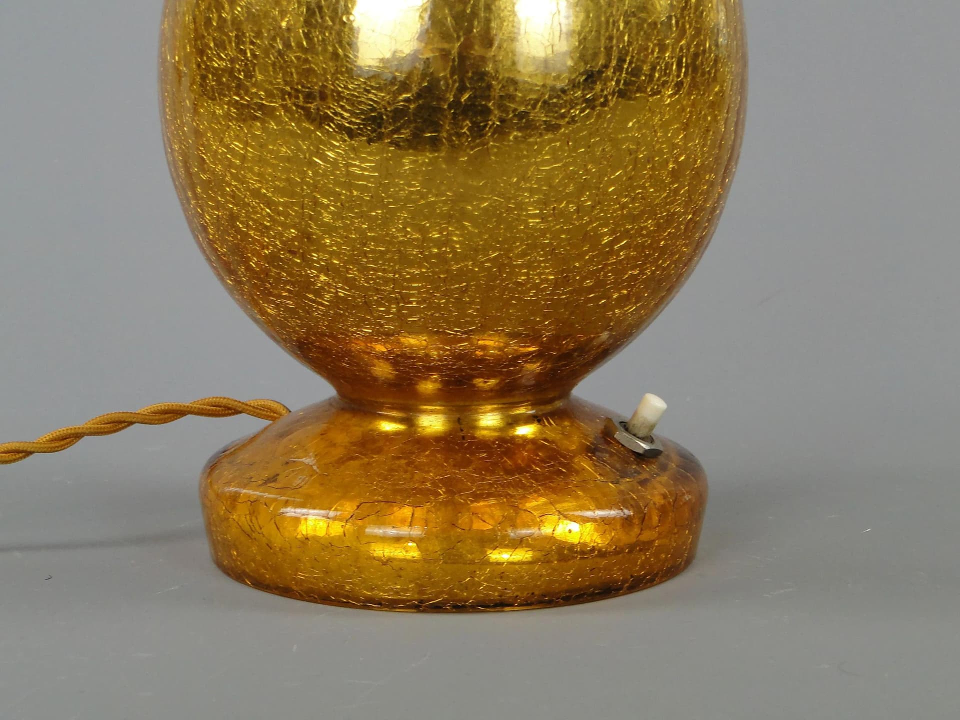 Lampa stołowa Art Deco, kryształ topazowy, Polska, lata 30. - 12037