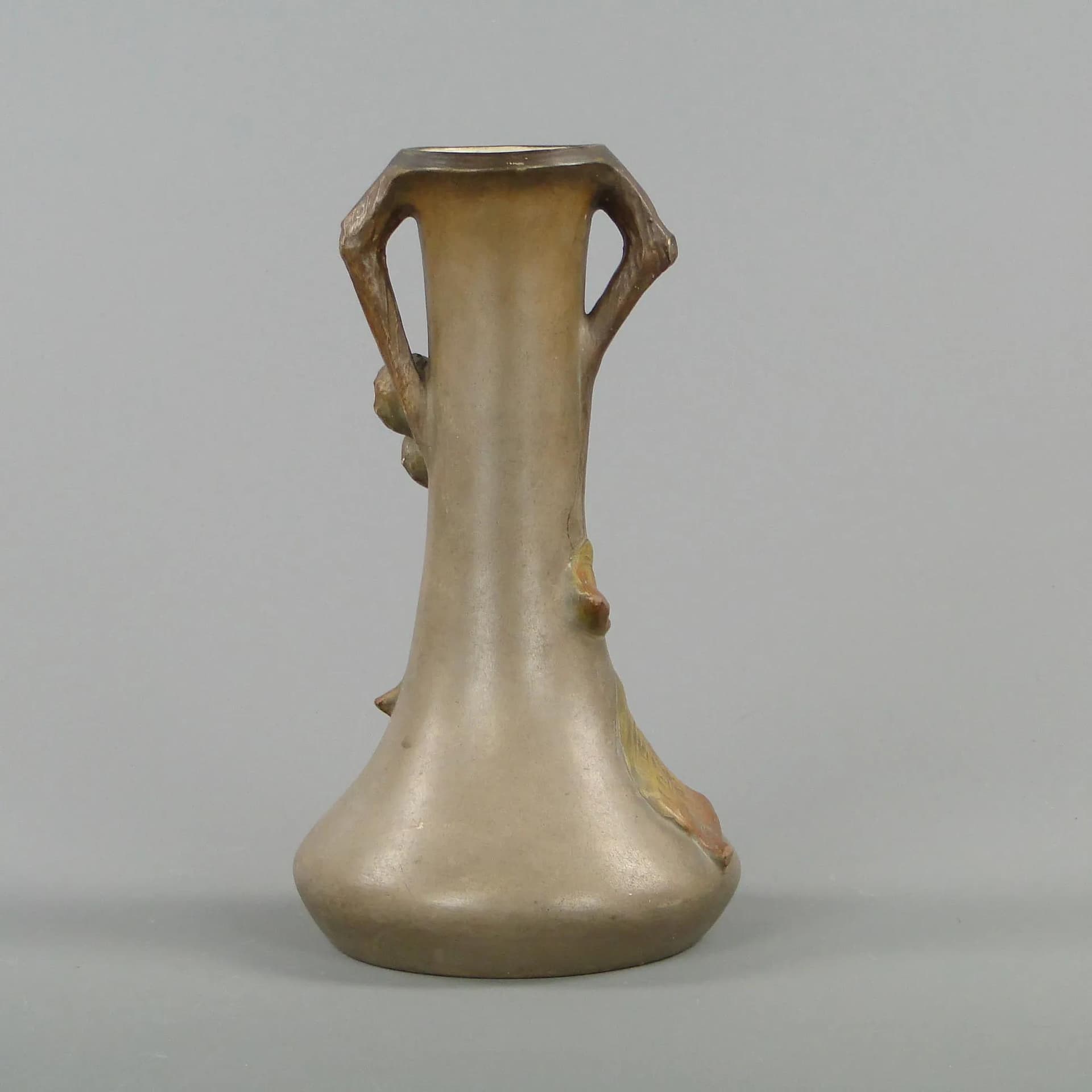 Art Nouveau vase, chestnut motif, multicolor, ceramics, Poland, early 20th c. - 12139