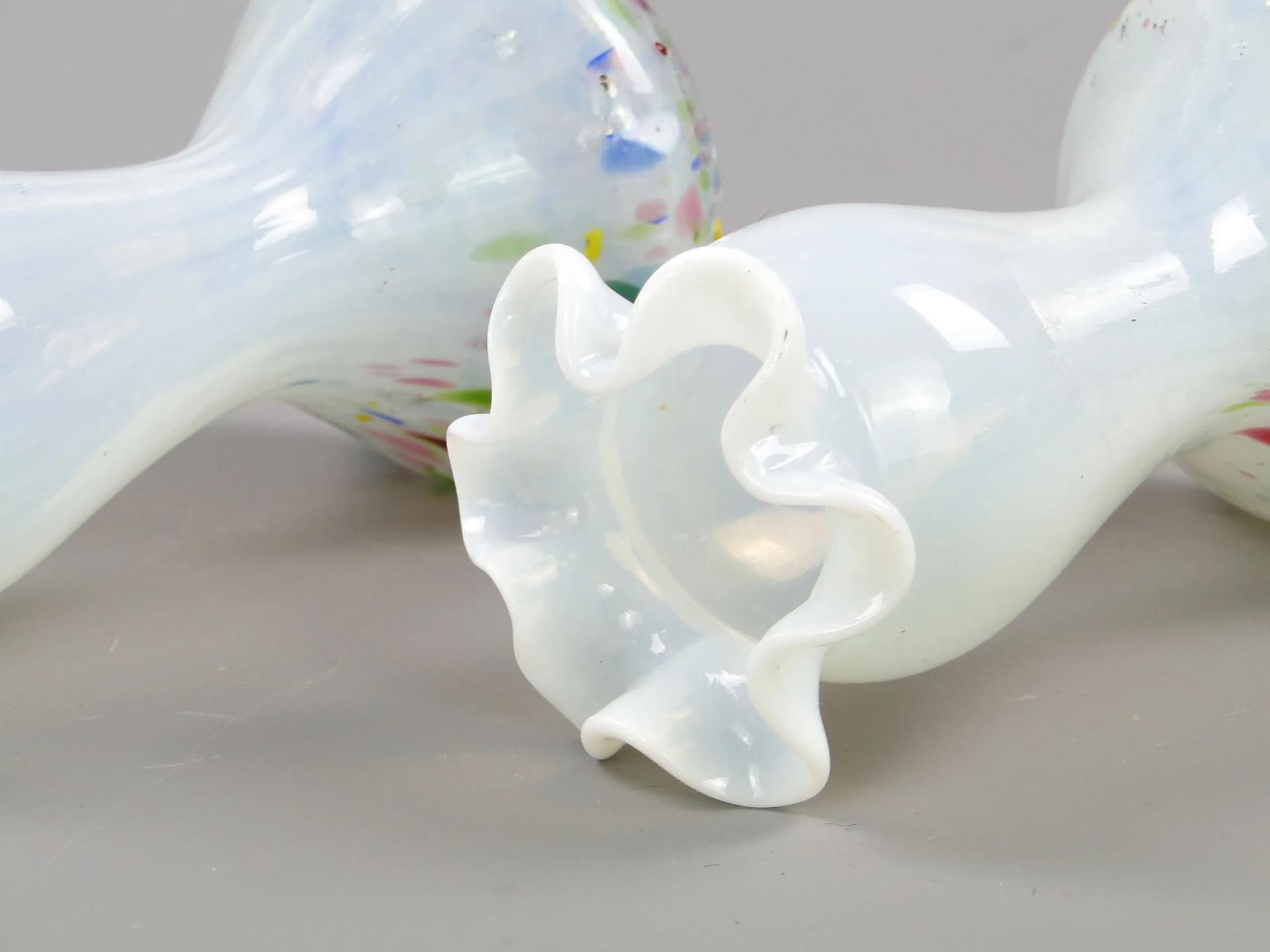 Pair of Art Nouveau vases, multicolor, opalescent glass, Kralik, Czech Republic, 1930s. - 12134