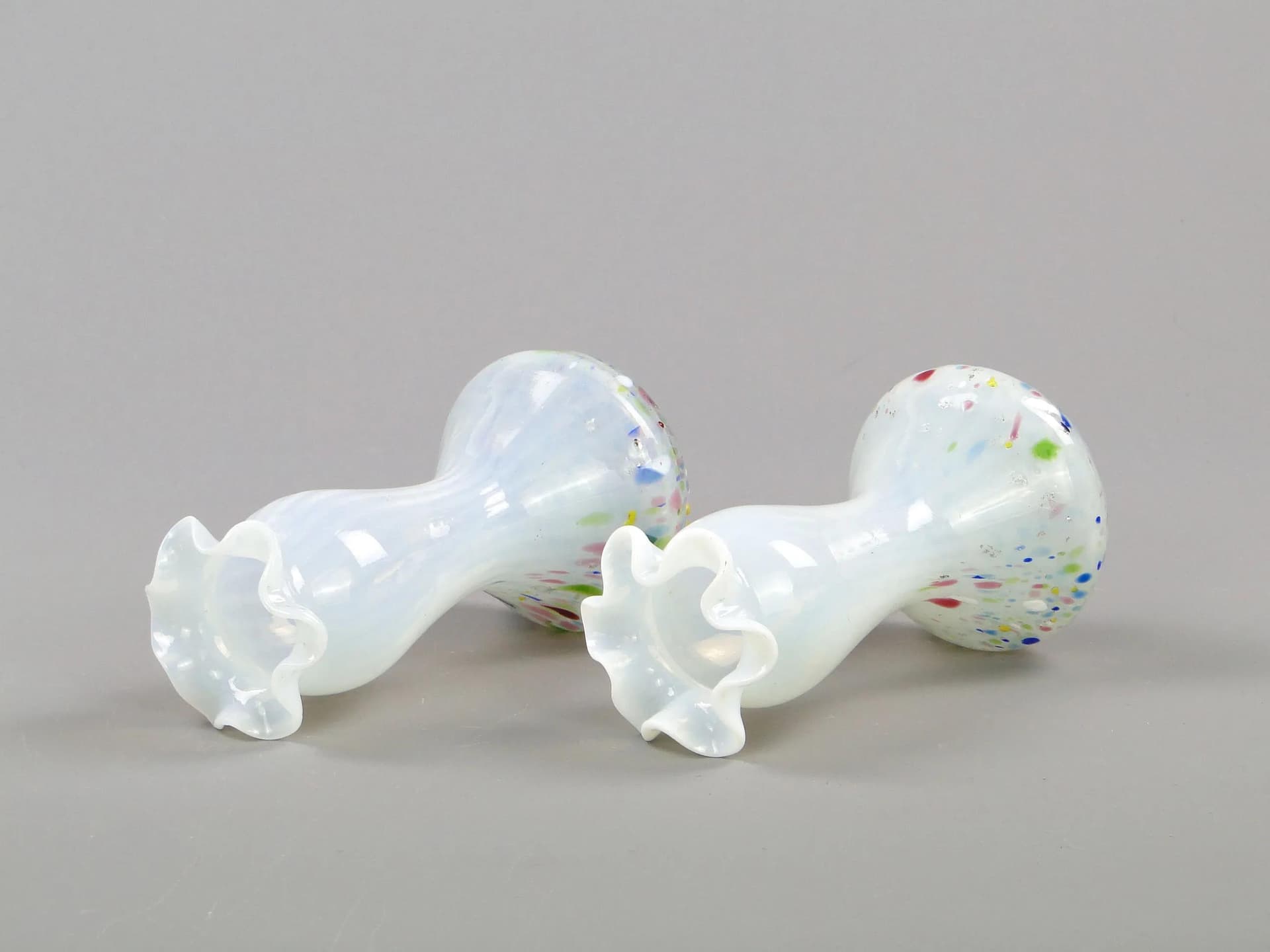 Pair of Art Nouveau vases, multicolor, opalescent glass, Kralik, Czech Republic, 1930s. - 12133