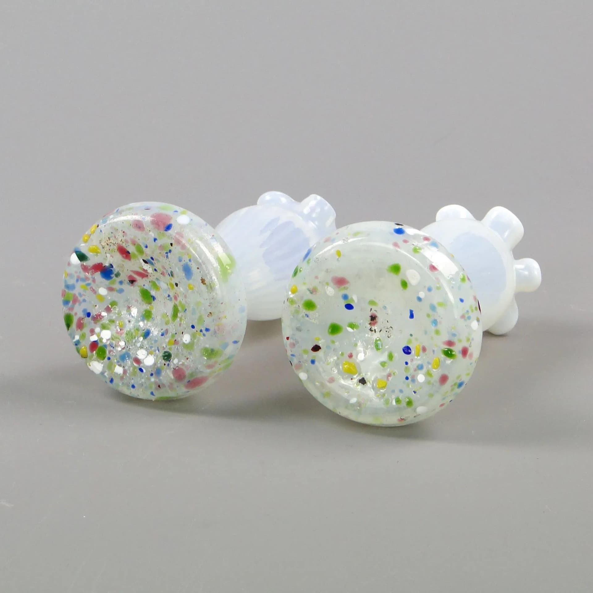 Pair of Art Nouveau vases, multicolor, opalescent glass, Kralik, Czech Republic, 1930s. - 12136