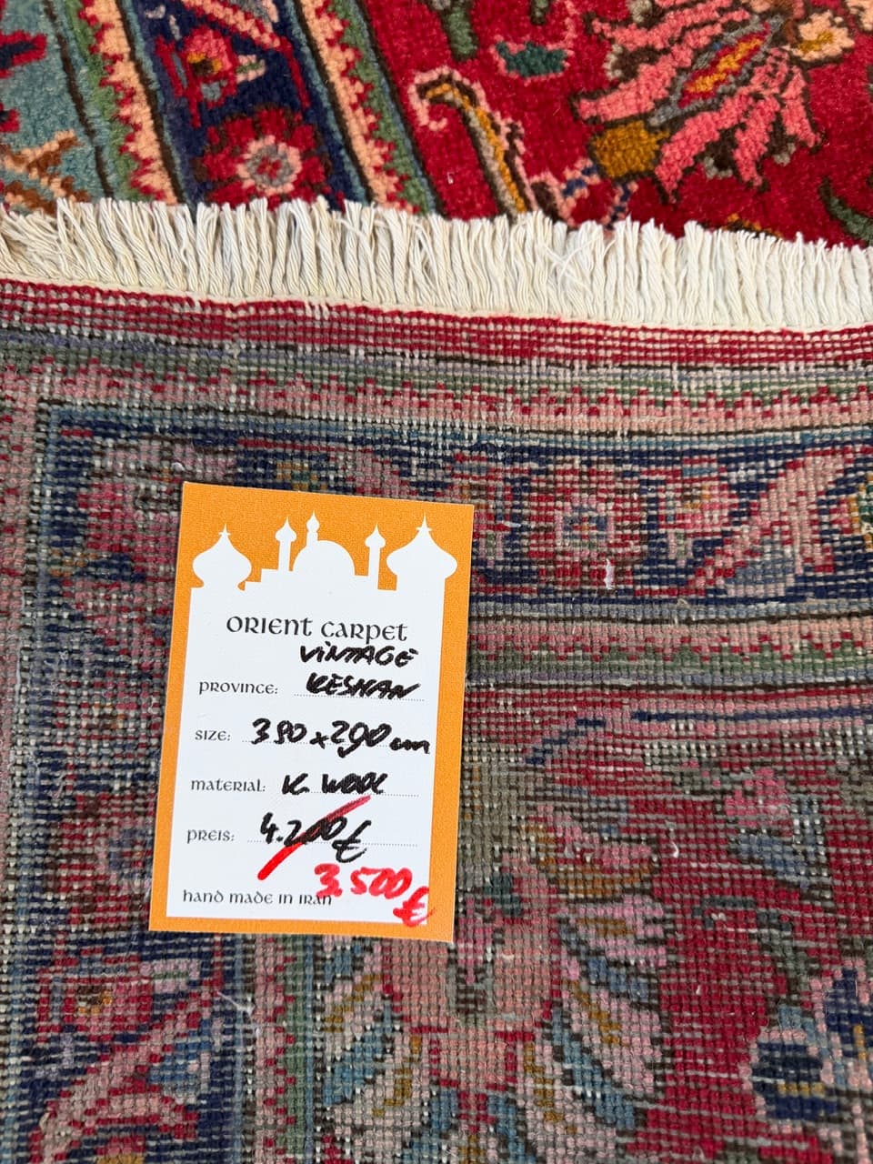 Dywan Keshan 390x290 cm, czerwony, wełna, Iran - 176779