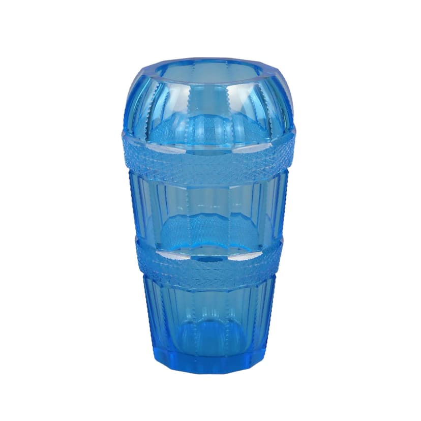 Wazon Art Deco, kryształ błękitny, Czechy, lata 20.