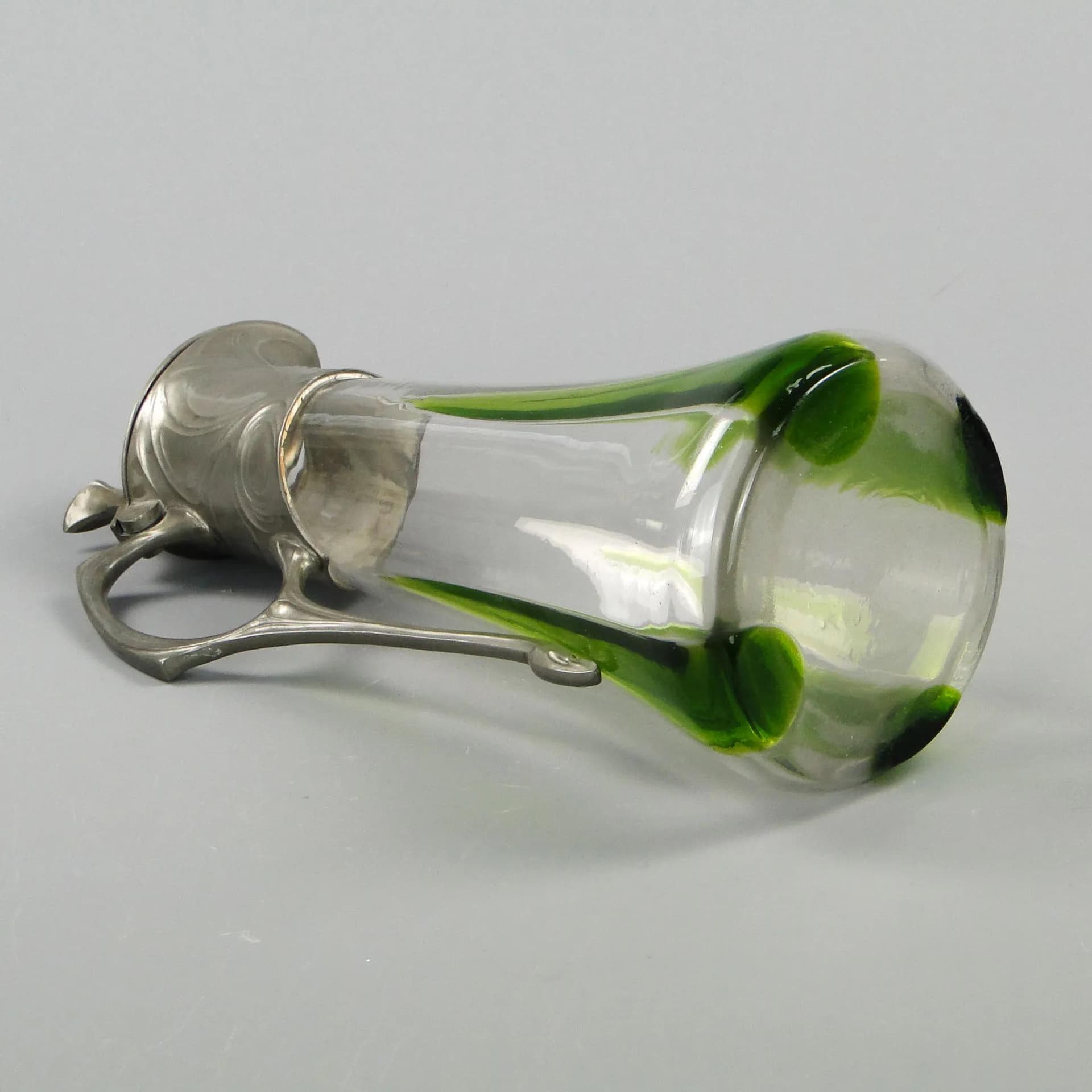 Wine Jug Art Nouveau, transparent glass pewter, by H. Leven, Germany, early 20th c. - 12089