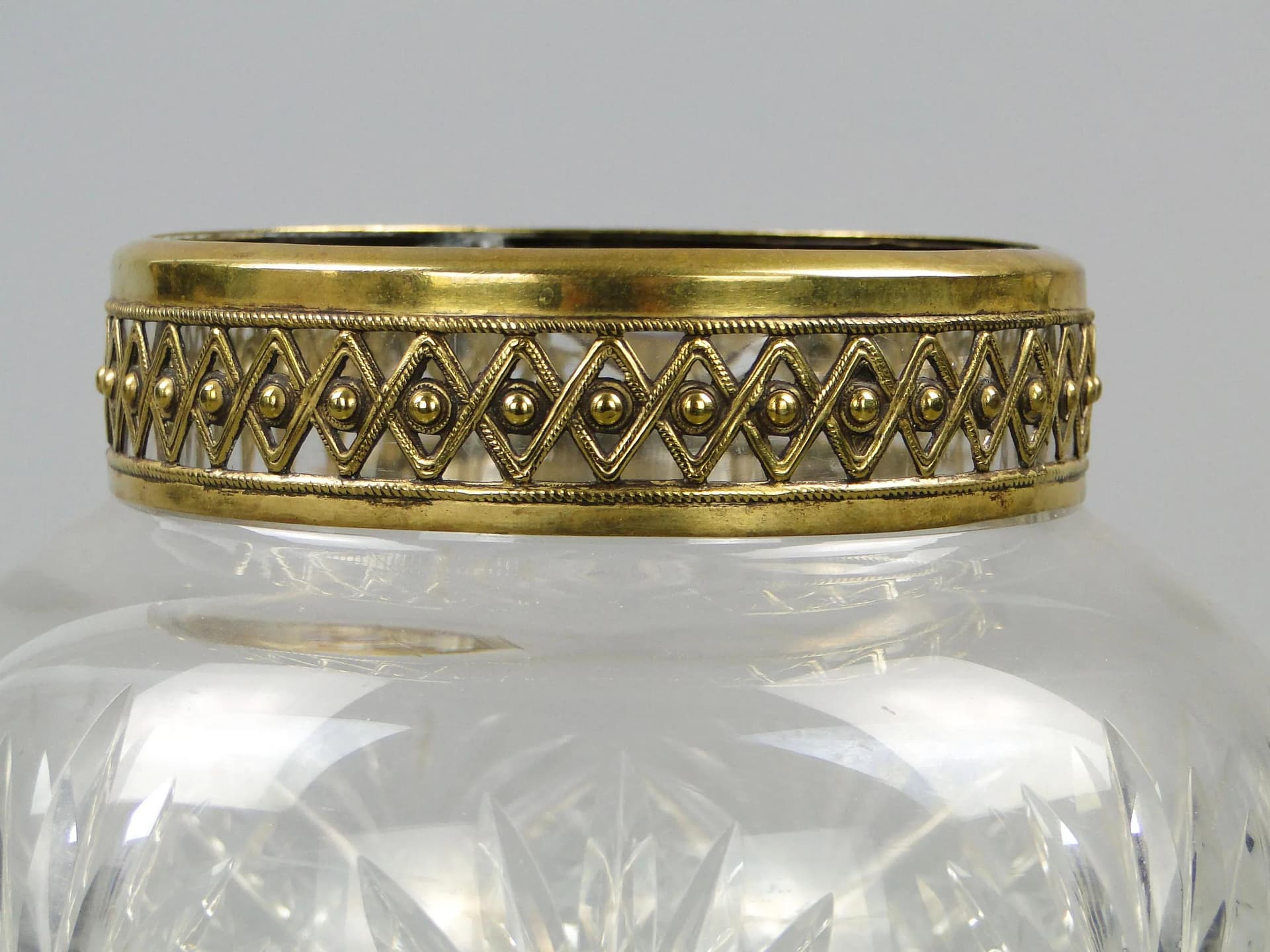 Vase Art Nouveau, transparent crystal, brass, Austria, early 20th c. - 12249