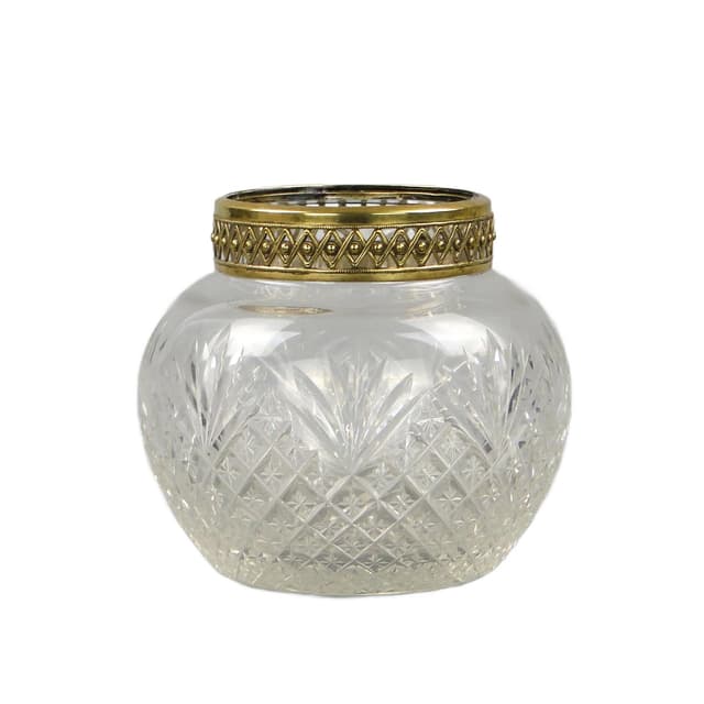 Vase Art Nouveau, transparent crystal, brass, Austria, early 20th c. - DIMENSION