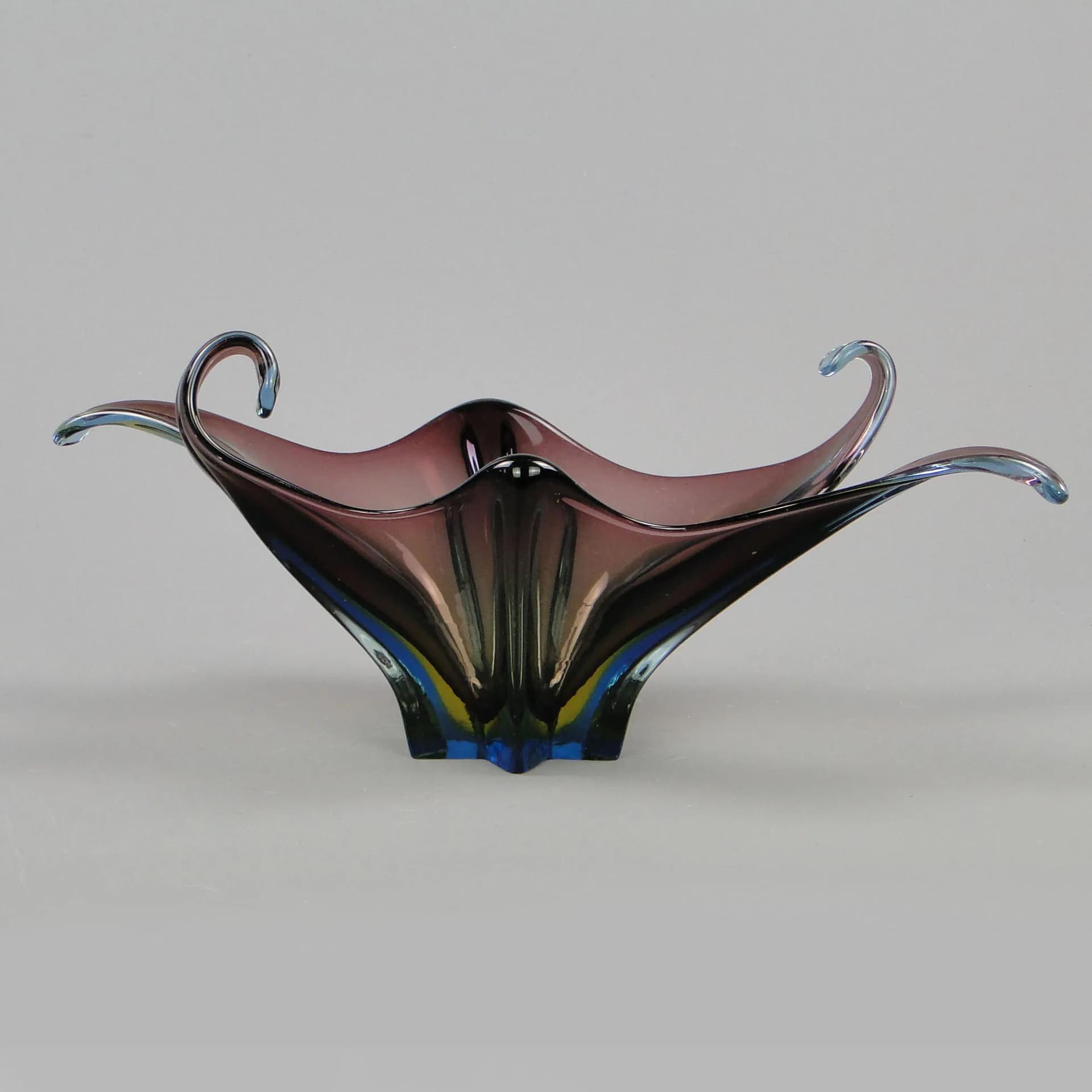 Patera Mandruzatto, fiolet, kryształ, Murano, Włochy, lata 50. - 12221