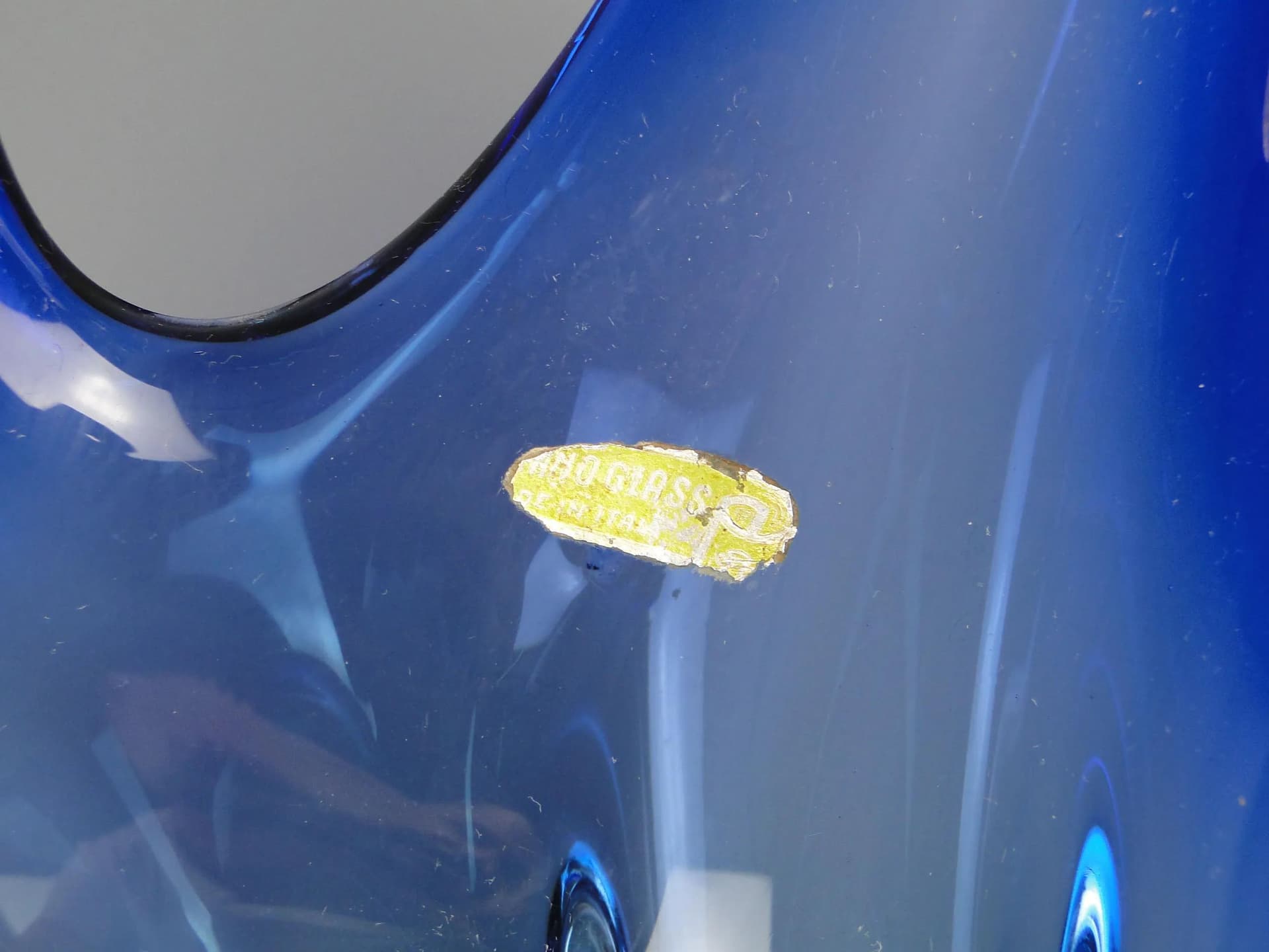 Patera Mandruzatto, szkło kryształowe niebieski, proj. F. Poli, Włochy, lata 50. - 12201