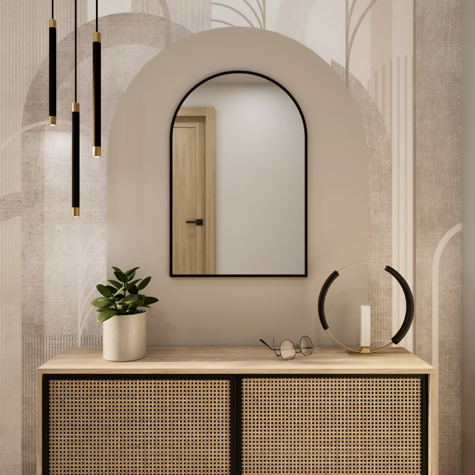 Lustro Tiny Border Pastille Cut 90x50 cm, czarne, Baltica - 177359