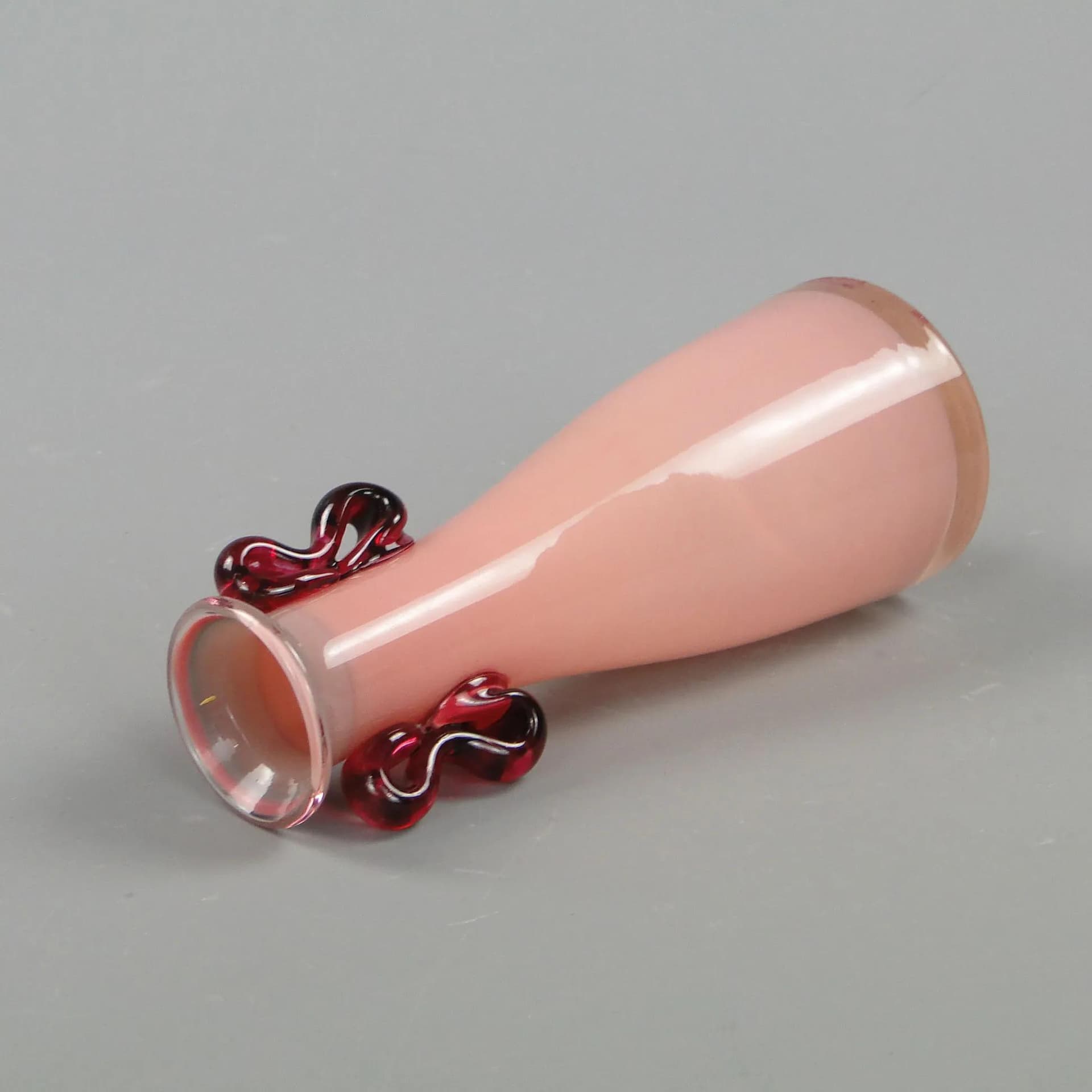 Vase, pink, glass, by J. Słuczan-Orkusz, Poland, 1970s - 12167