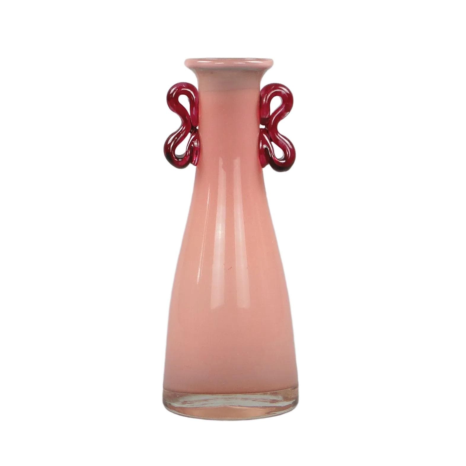 Vase, pink, glass, by J. Słuczan-Orkusz, Poland, 1970s