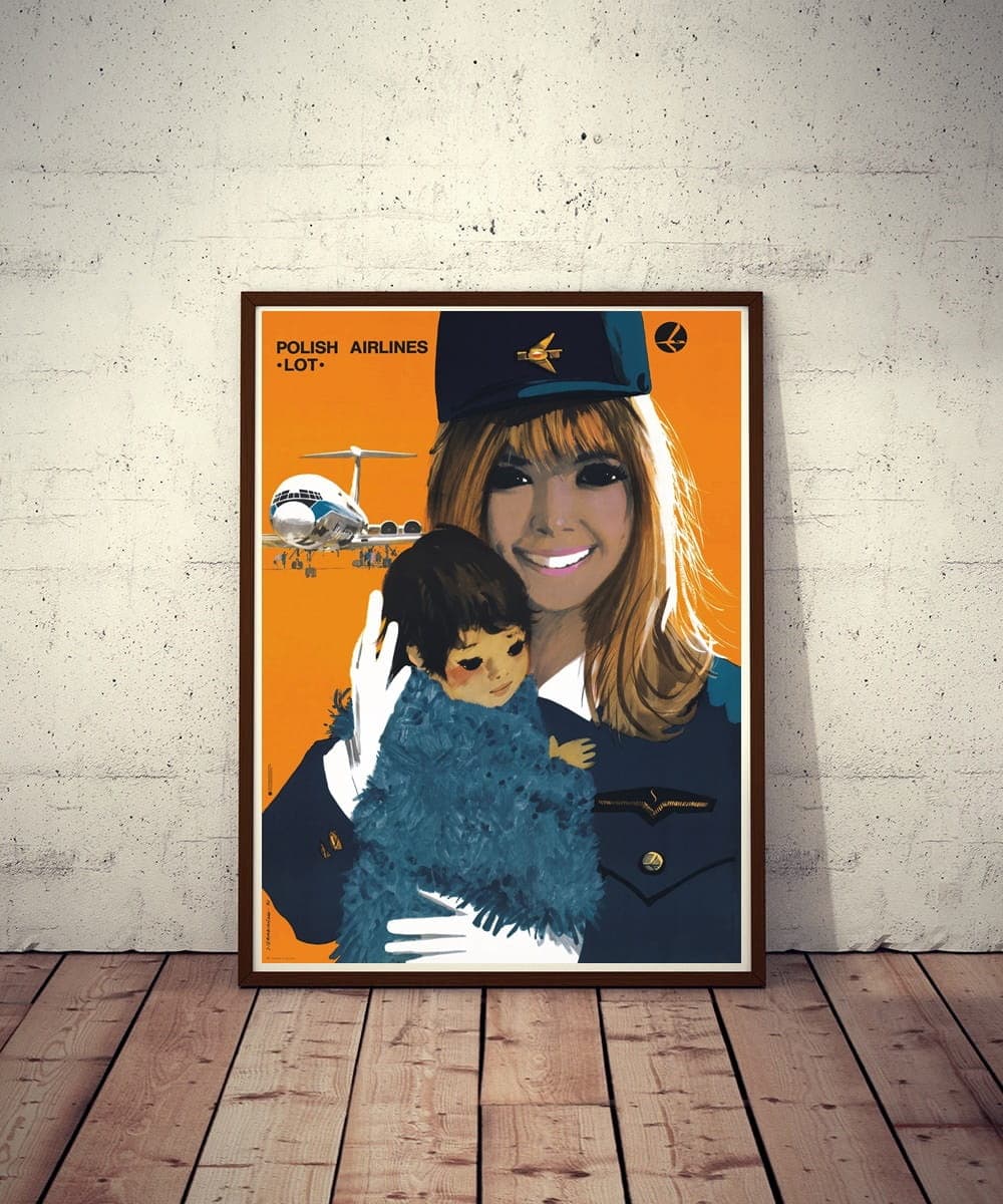 Plakat reklamowy Polskie Linie Lotnicze LOT 96,2x68 cm, aut. J. Grabiański, Polska Szkoła Plakatu - 177483