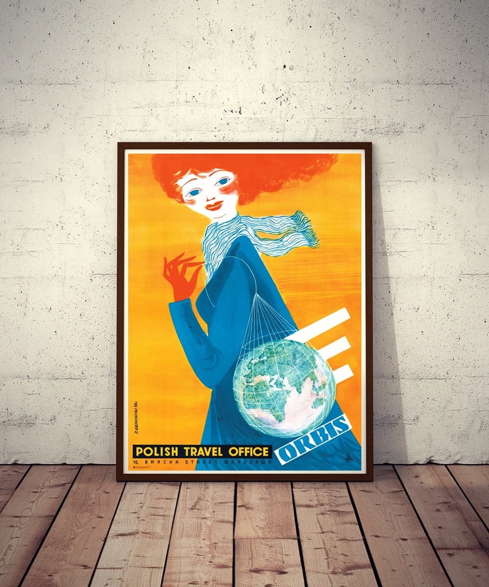 Advertising Poster Polish Travel Office ORBIS 96.6x68 cm, by J. Srokowski, Polska Szkoła Plakatu - 177479