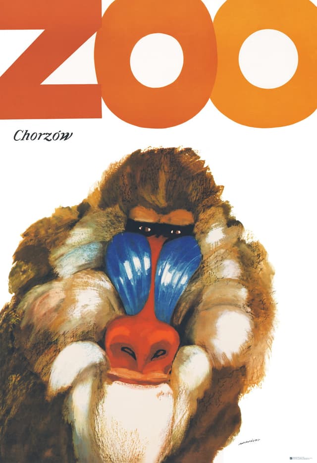 Advertising poster ZOO Chorzów 97x66.5 cm, by M. Mosiński, Polska Szkoła Plakatu - DIMENSION