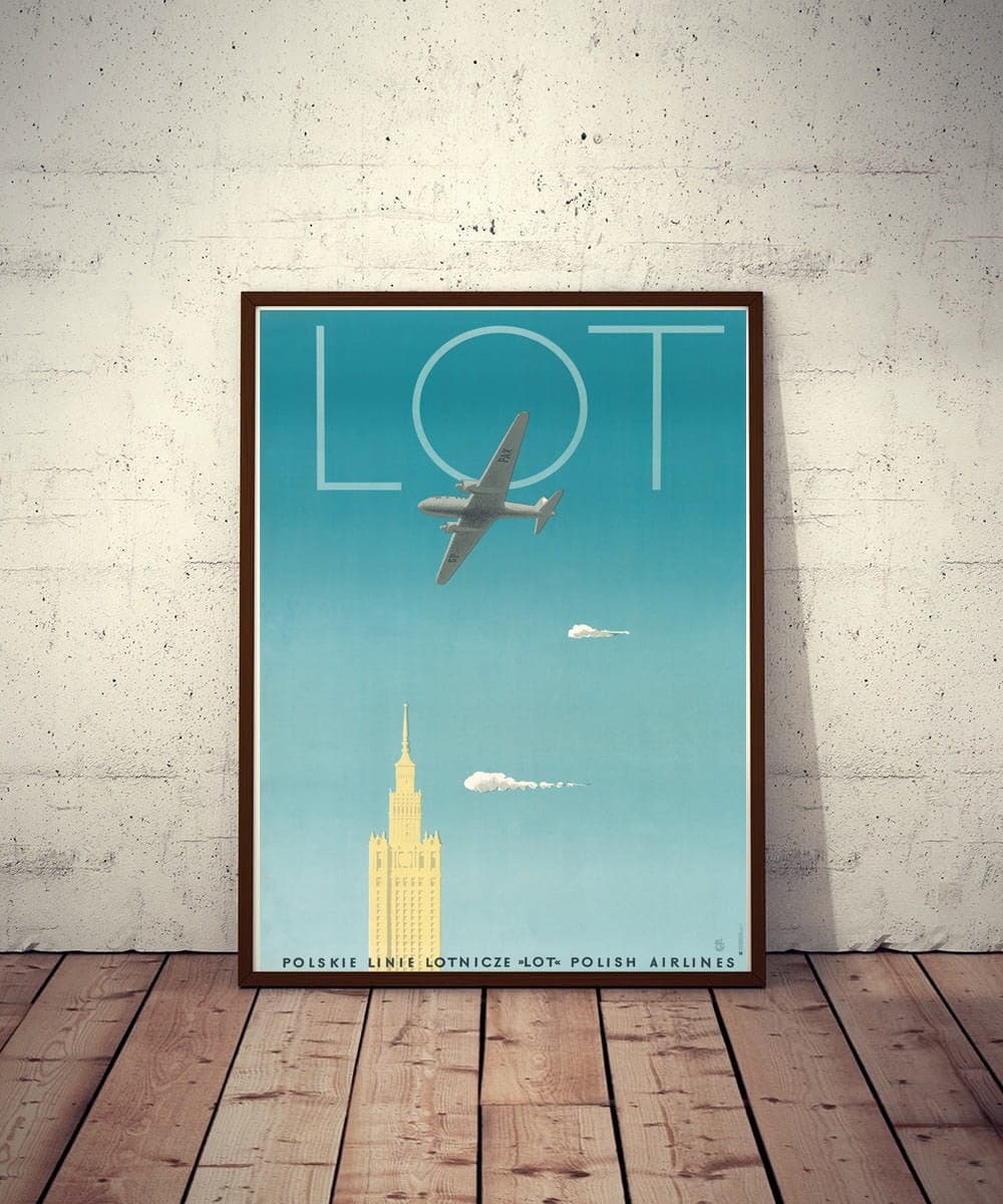 Plakat reklamowy Polskie Linie Lotnicze LOT 98x67,5 cm, aut. T. Trepkowski, Polska Szkoła Plakatu - 177467