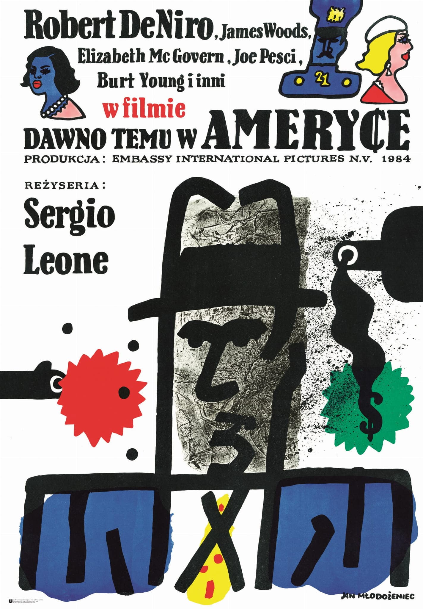 Plakat filmowy Dawno temu w Ameryce 97,7x67,7 cm, aut. J. Młodożeniec, Polska Szkoła Plakatu