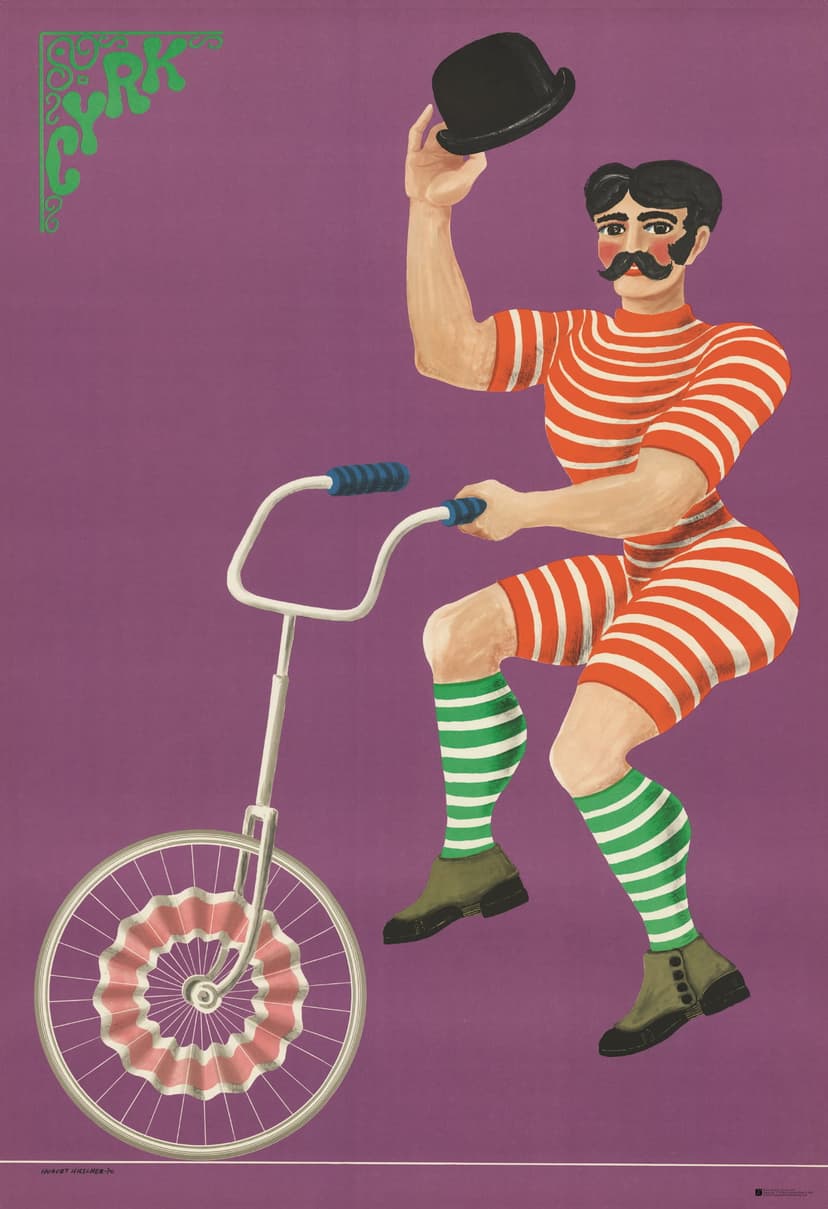 Circus Poster Cyrk Cyklista 98x66.9 cm, by H. Hilscher, Polska Szkoła Plakatu