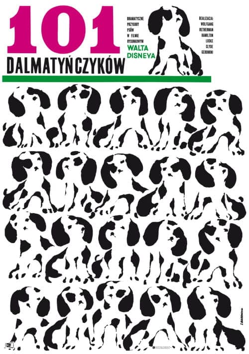 Film poster 101 Dalmatians 82.4x57.6 cm, by L. Baczewska, Polska Szkoła Plakatu - DIMENSION