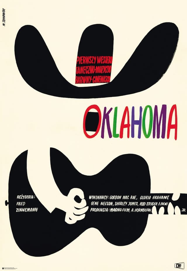 Plakat filmowy Oklahoma 84,4x58,3 cm, aut. W. Janowski, Polska Szkoła Plakatu - WYMIARY