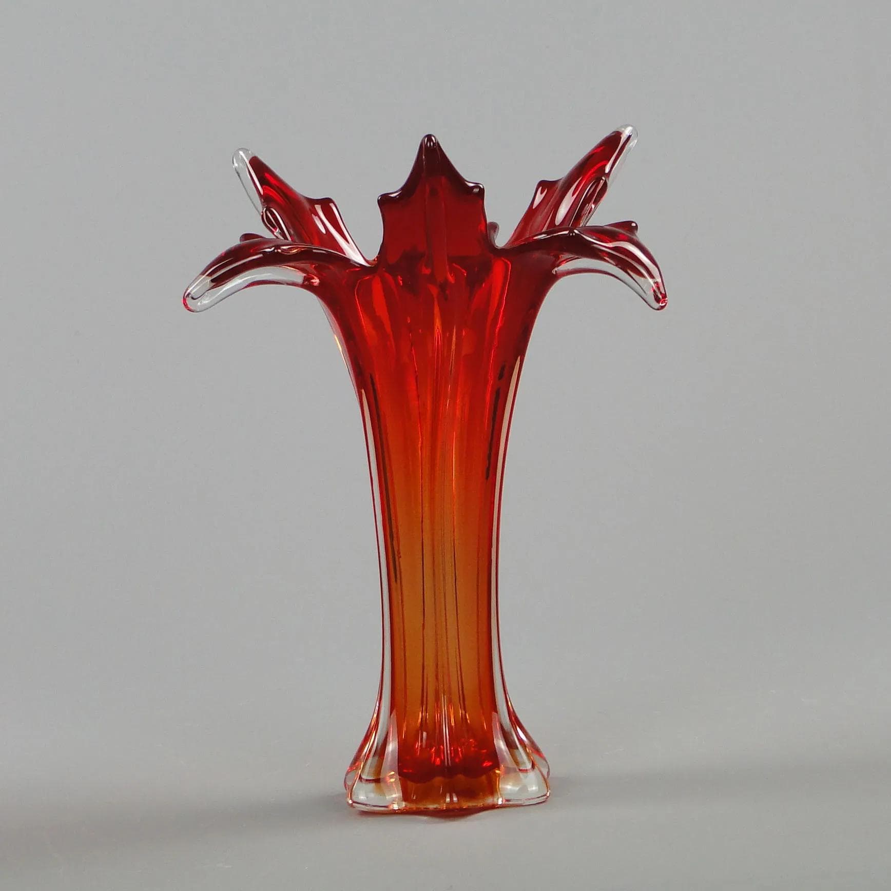 Vase Mandruzatto, multicolor, crystal, by F. Poli, Italy, 1950s. - 12441