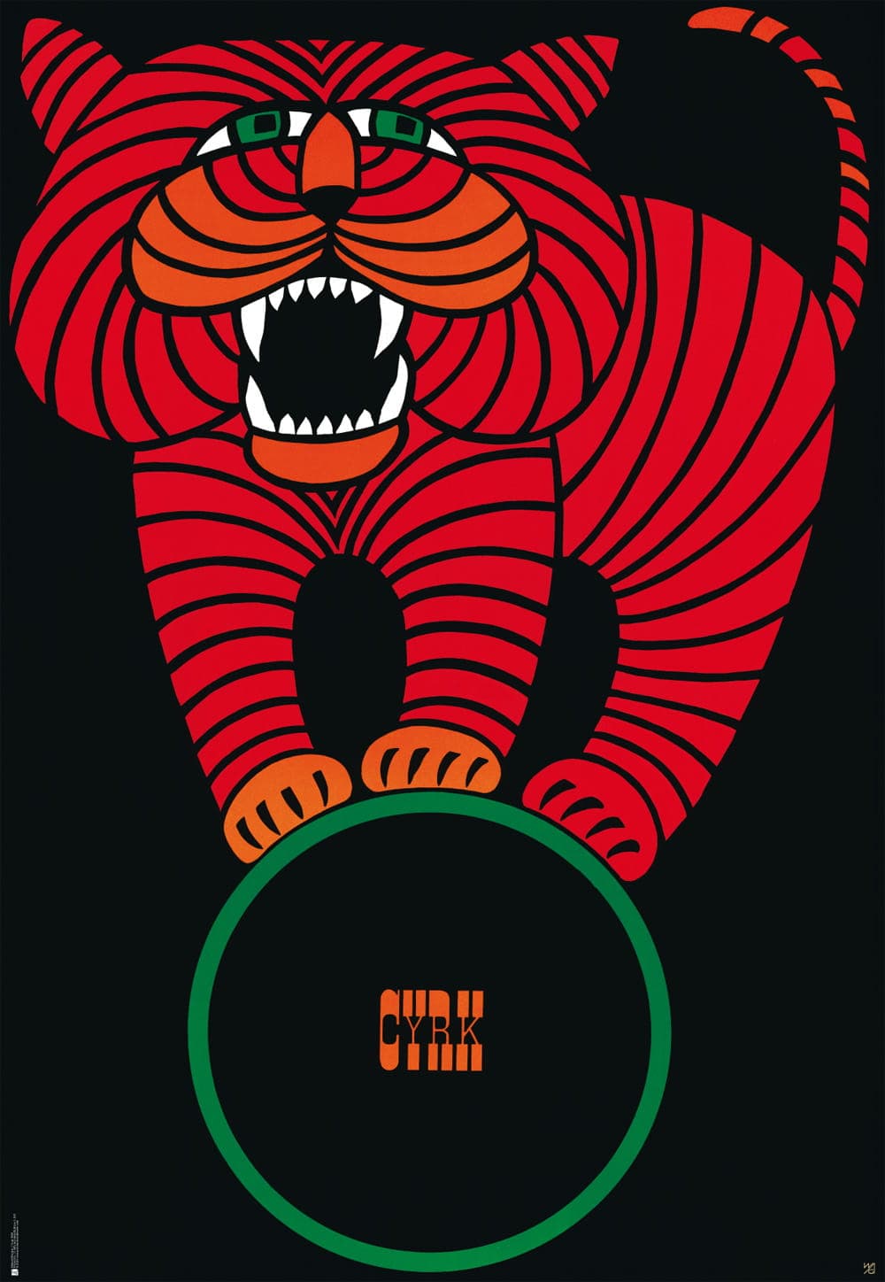 Circus poster Cyrk – Tiger on a Wheel 97x66.7 cm, by H. Hilscher, Polska Szkoła Plakatu