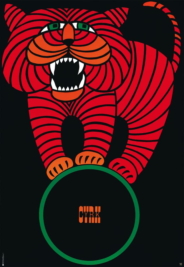 Circus poster Cyrk – Tiger on a Wheel 97x66.7 cm, by H. Hilscher, Polska Szkoła Plakatu - DIMENSION