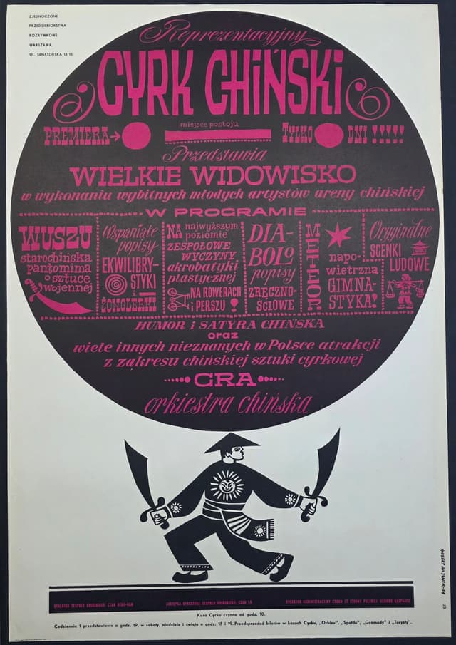 Cyrk chiński (Oryginalny plakat cyrkowy), aut. T. Jodłowski, 1964 - WYMIARY