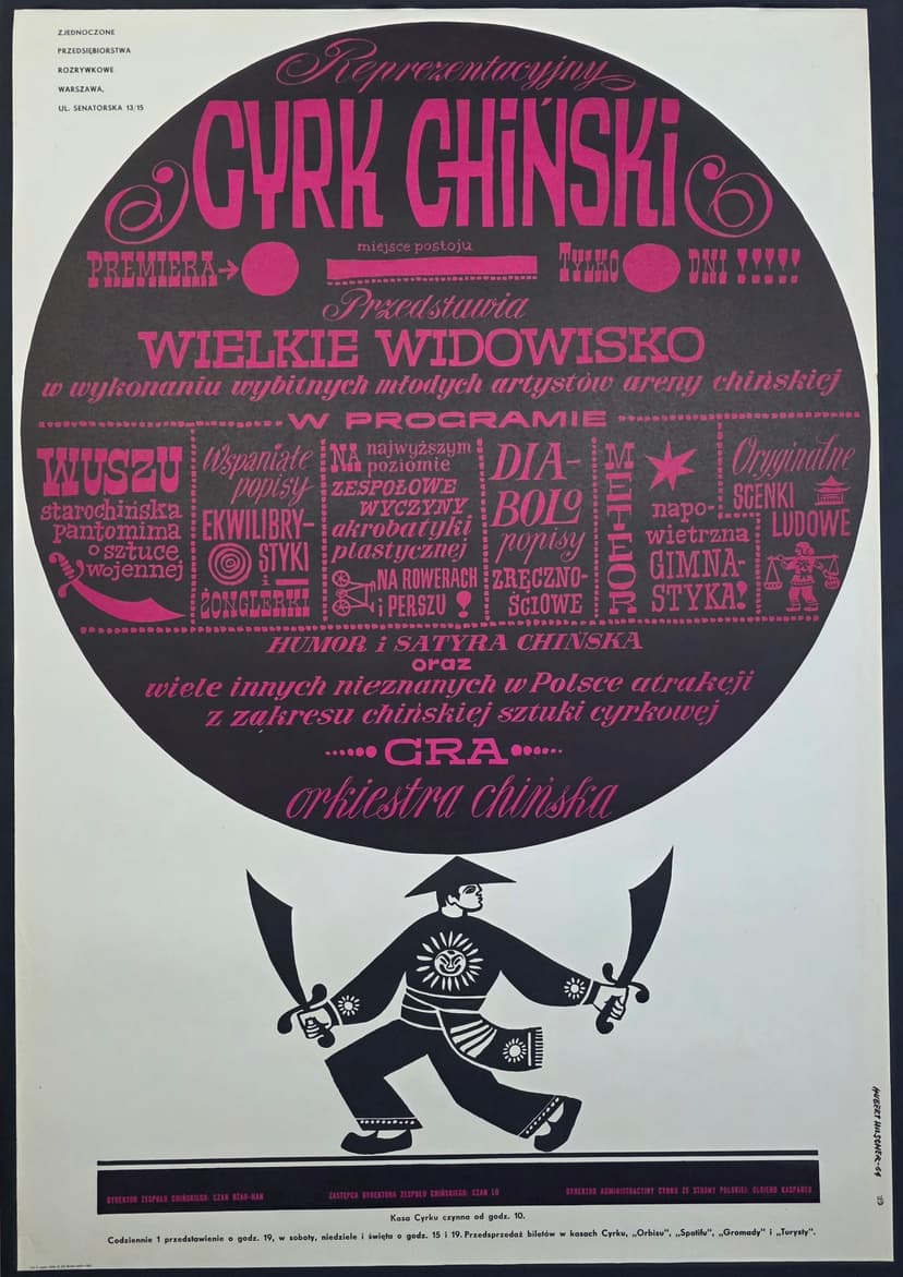 Cyrk chiński (Oryginalny plakat cyrkowy), aut. T. Jodłowski, 1964