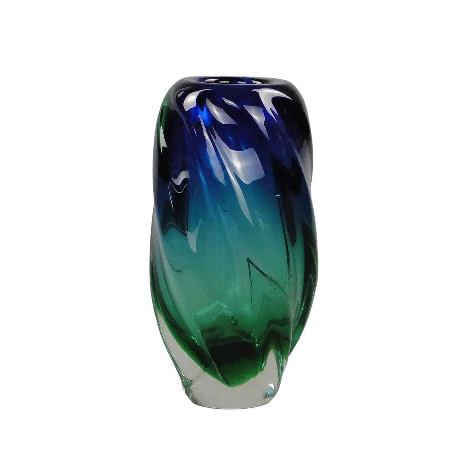 Art glass vase, multicolor glass, by J. Beranek, Czechoslovakia, 1960s