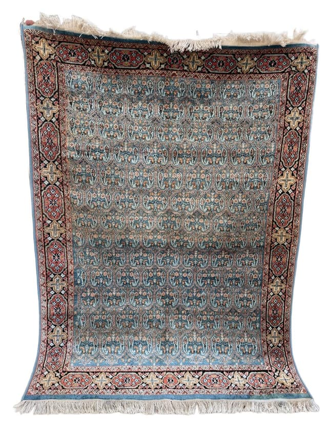 Dywan Ghoum/Qom 190x130 cm, turkusowy, jedwab, Indie - WYMIARY