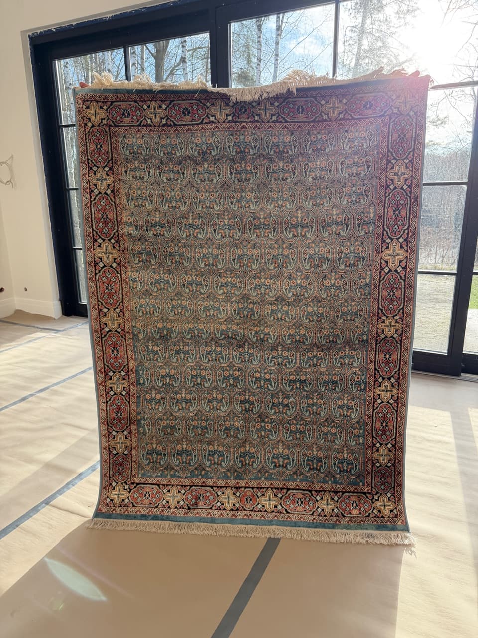 Dywan Ghoum/Qom 190x130 cm, turkusowy, jedwab, Indie - 177702